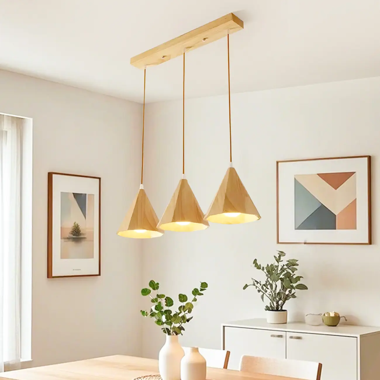 Modern Wood Cone LED Island Pendant Lights for Kitchen Image - 1 | homeyfad
