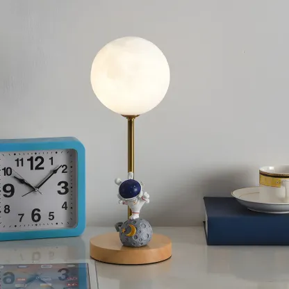 Cute Astronaut Kids Lamp Wood LED for Bedroom Image - 7