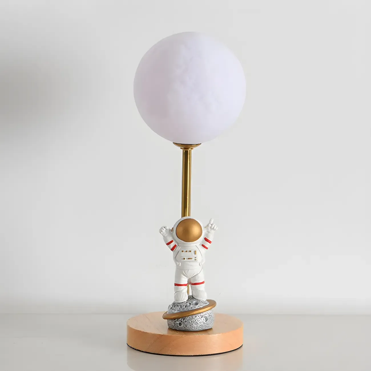 Cute Astronaut Kids Lamp Wood LED for Bedroom Image - 9