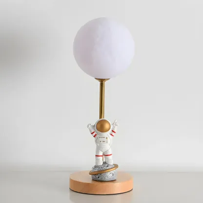 Cute Astronaut Kids Lamp Wood LED for Bedroom Image - 9