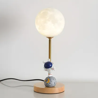 Cute Astronaut Kids Lamp Wood LED for Bedroom Image - 11