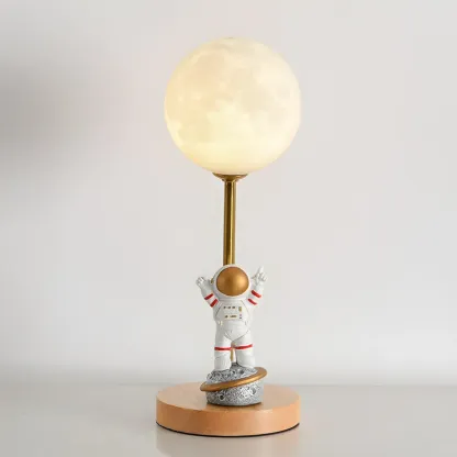 Cute Astronaut Kids Lamp Wood LED for Bedroom Image - 13