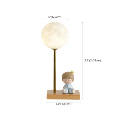 Cute Astronaut Kids Lamp Wood LED for Bedroom #size