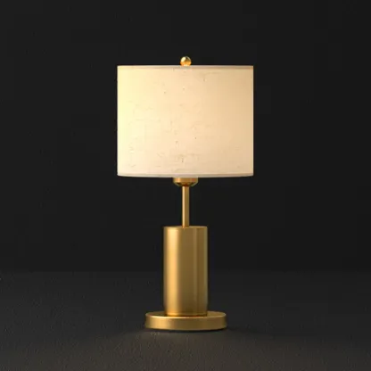 Plug-In Gold Metal Fabric Barrel-Shaped Table Lamp Image - 8