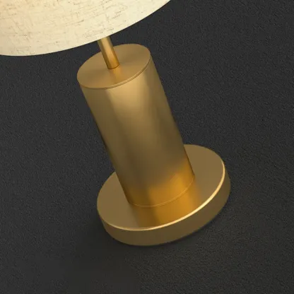 Plug-In Gold Metal Fabric Barrel-Shaped Table Lamp Image - 11