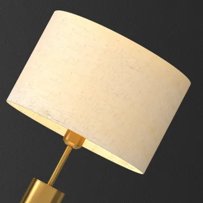 Plug-In Gold Metal Fabric Barrel-Shaped Table Lamp Image - 12