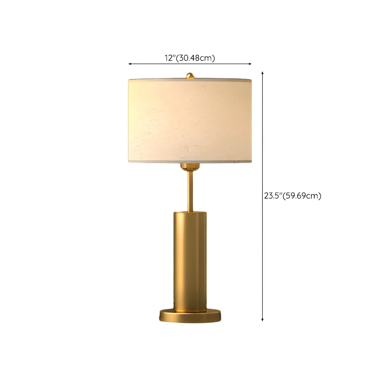 Plug-In Gold Metal Fabric Barrel-Shaped Table Lamp #size | homeyfad