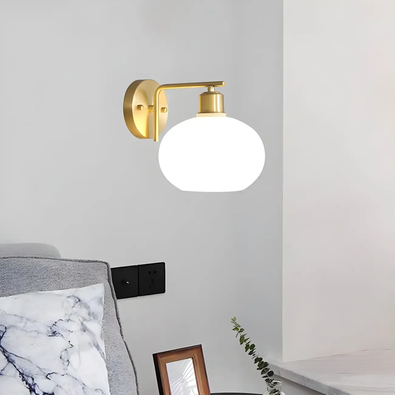 Glam Brass Globe Vanity Light with LED for Bedroom Image - 2