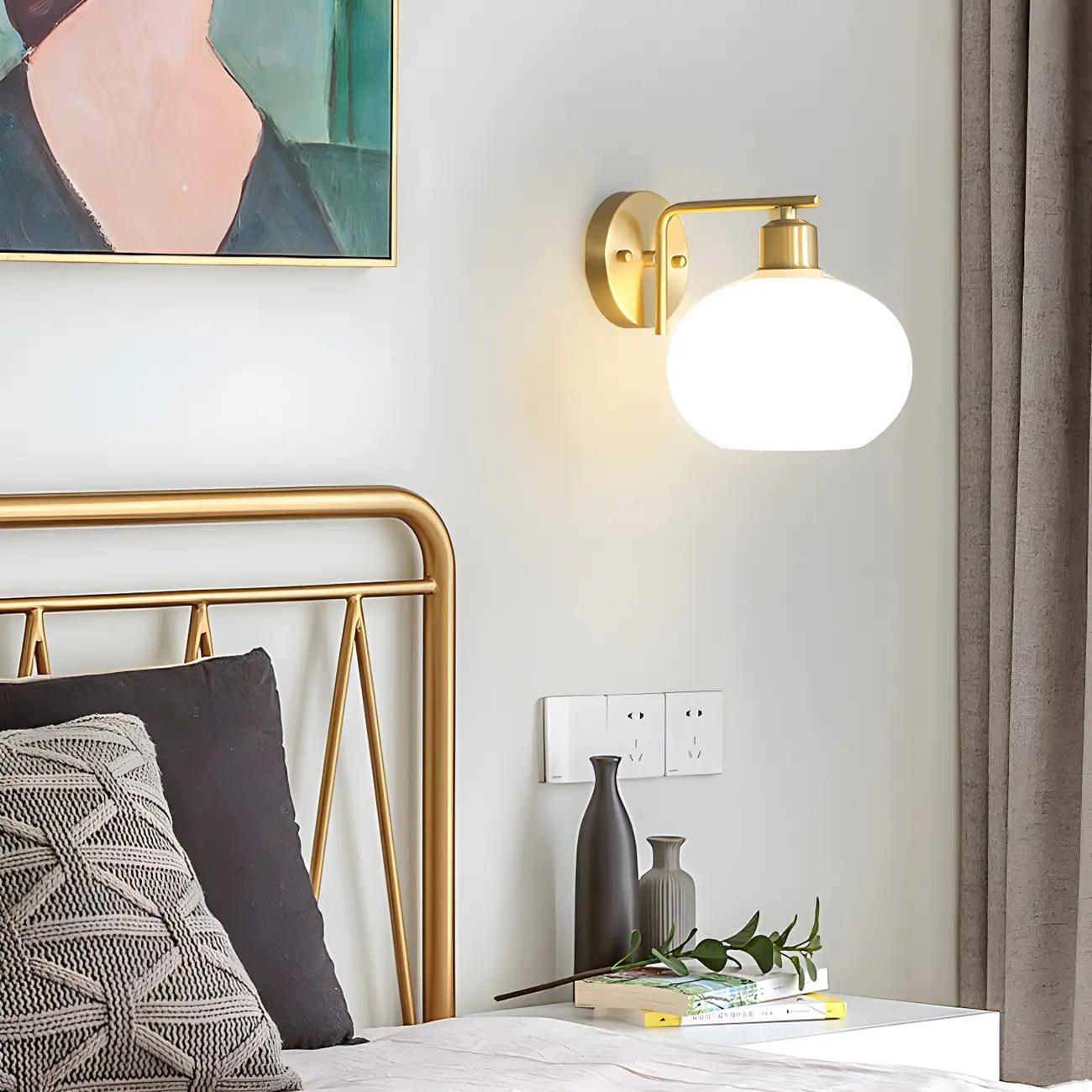 Glam Brass Globe Vanity Light with LED for Bedroom Image - 1 | homeyfad
