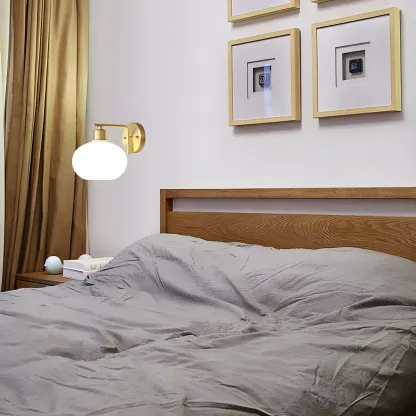 Glam Brass Globe Vanity Light with LED for Bedroom Image - 3