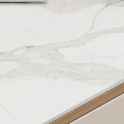 Minimalist Stone TV Stand with Drawers & Wooden Legs for Home Image - 7