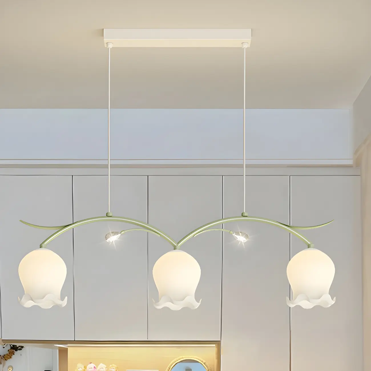 Geometric Glass Floral Island Pendant Light for Kitchen Image - 2 | homeyfad
