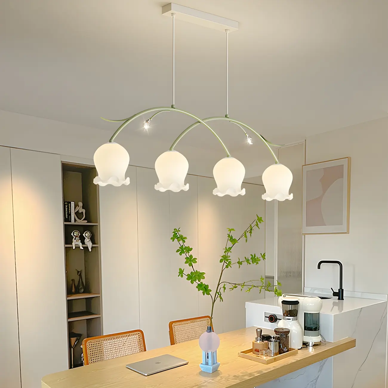 Geometric Glass Floral Island Pendant Light for Kitchen Image - 1 | homeyfad