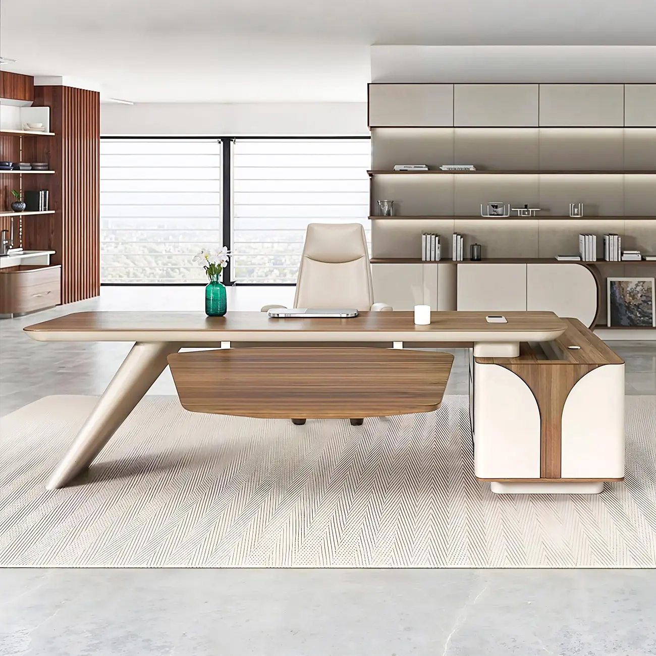 Modern Wooden L-Shaped Executive Desk of Right Hand Image - 2 | homeyfad