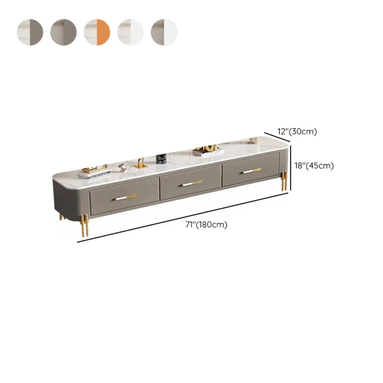 Modern Stone TV Stand with Open Storage and Legs for Home Image - 12