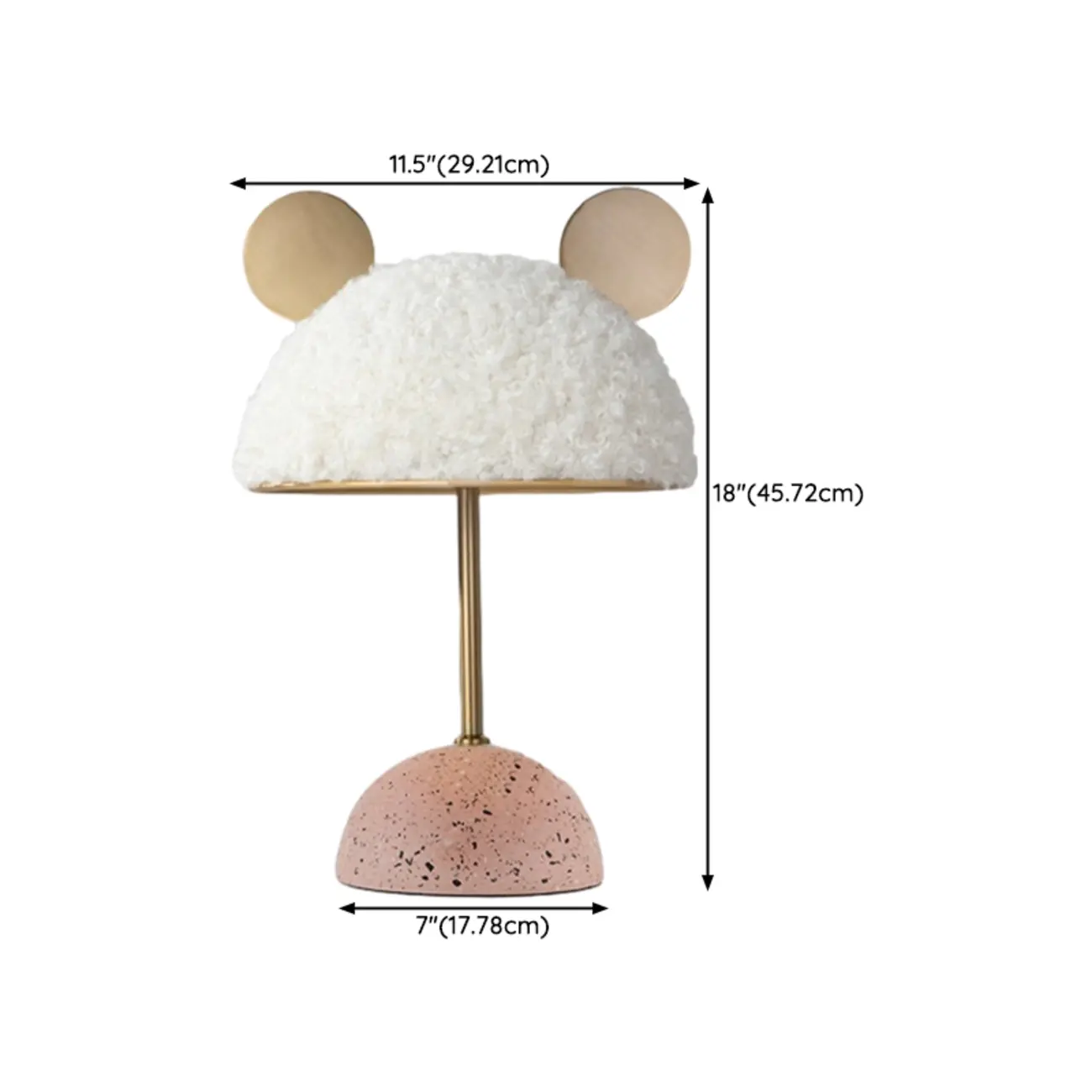 Fluffy Mickey Dome Shade Kids Lamp LED Night Light for Bedroom #size