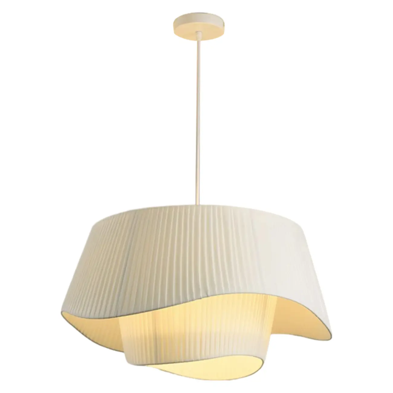 White Fabric Wave Pendant Modern Ceiling Lamp Image - 8 | homeyfad