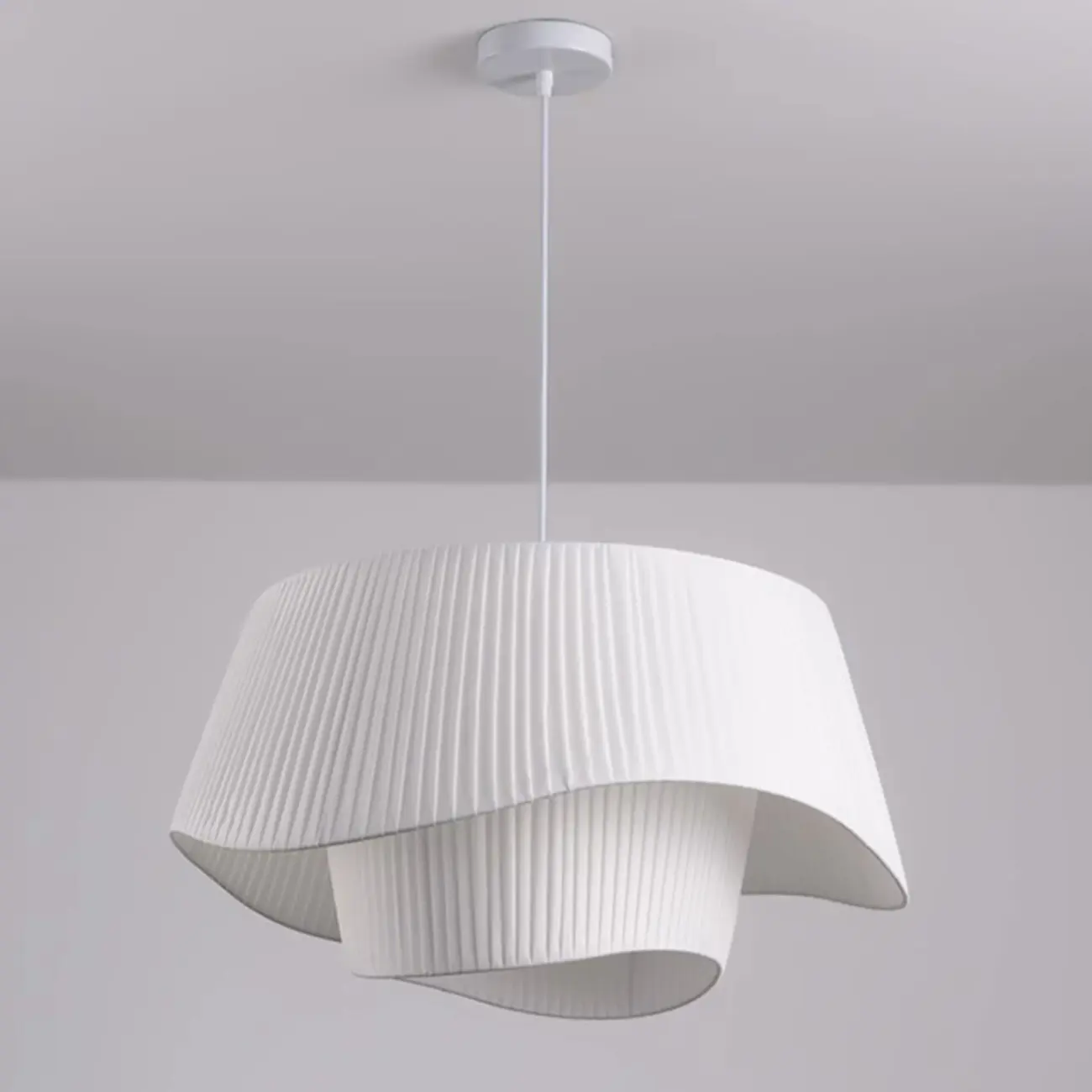 White Fabric Wave Pendant Modern Ceiling Lamp Image - 9 | homeyfad