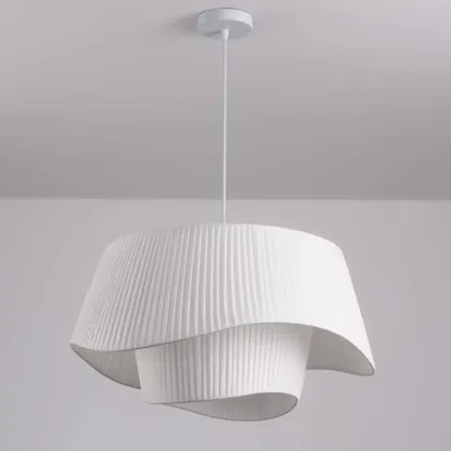 White Fabric Wave Pendant Modern Ceiling Lamp Image - 9