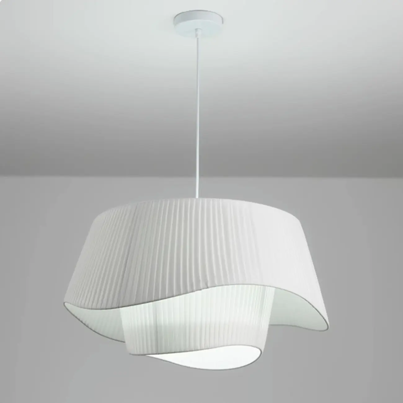 White Fabric Wave Pendant Modern Ceiling Lamp Image - 10 | homeyfad