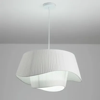 White Fabric Wave Pendant Modern Ceiling Lamp Image - 10