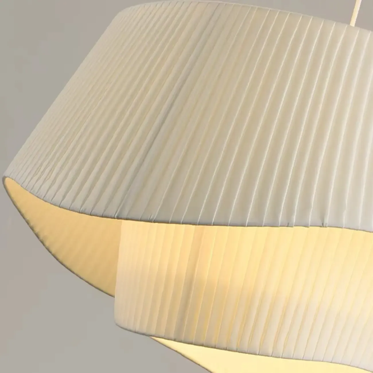 White Fabric Wave Pendant Modern Ceiling Lamp Image - 13