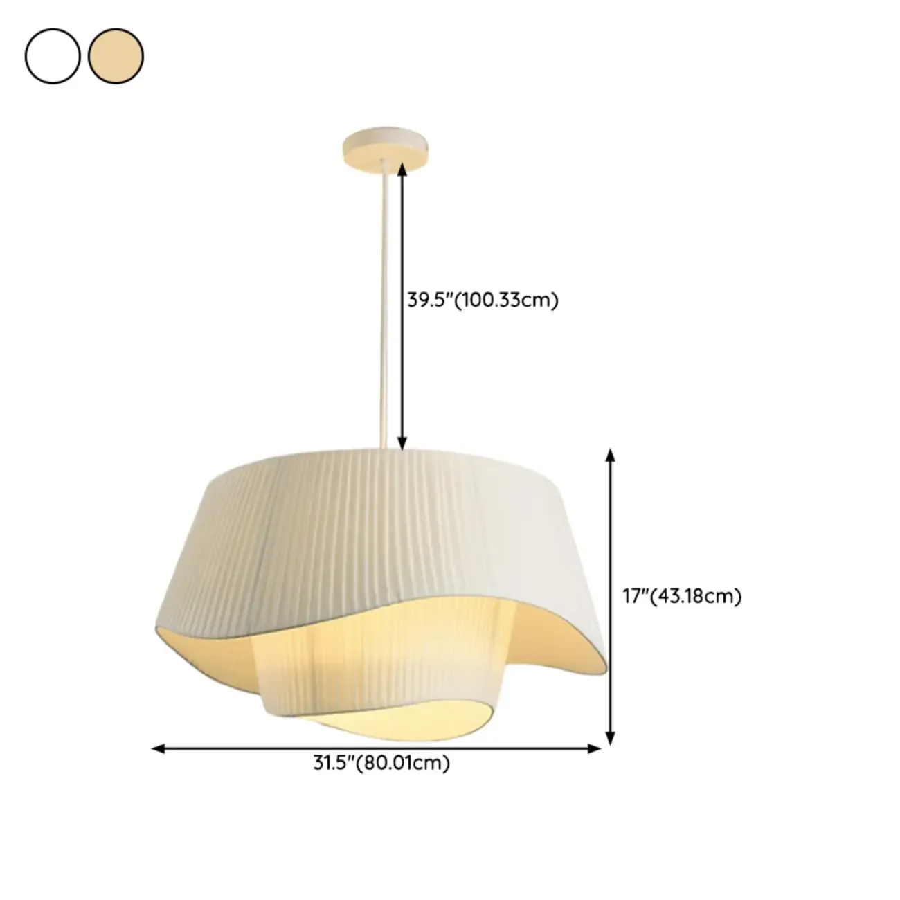 White Fabric Wave Pendant Modern Ceiling Lamp Image - 17
