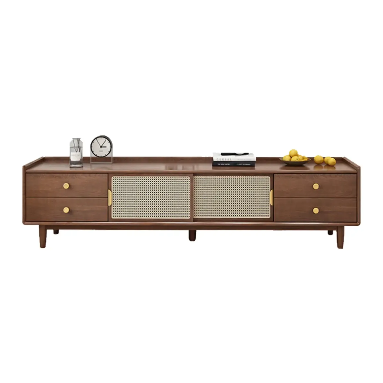 Classic Wooden TV Stand with 4-Drawers and Cabinet Image - 5