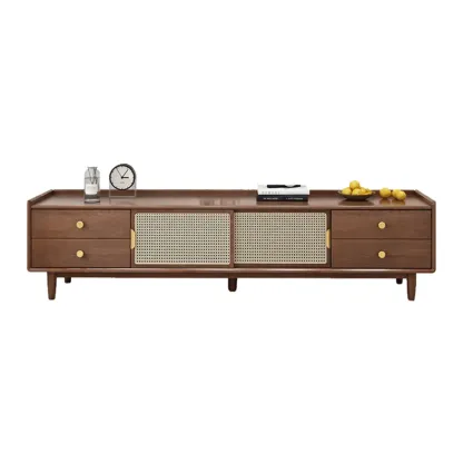 Classic Wooden TV Stand with 4-Drawers and Cabinet Image - 5