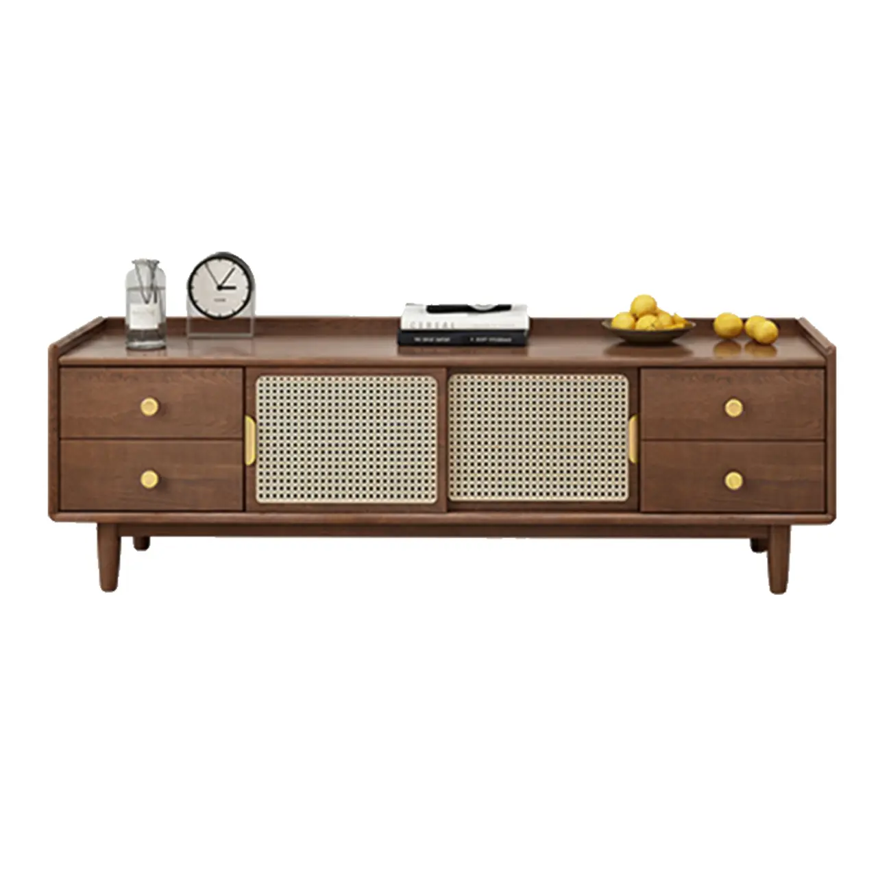 Classic Wooden TV Stand with 4-Drawers and Cabinet Image - 7 | homeyfad