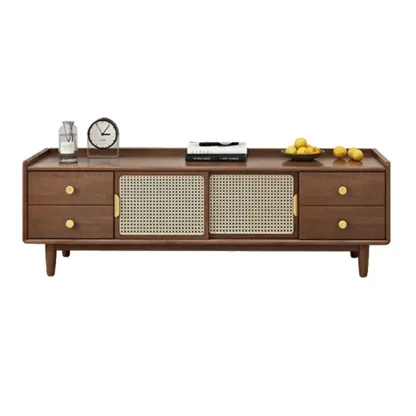 Classic Wooden TV Stand with 4-Drawers and Cabinet Image - 7