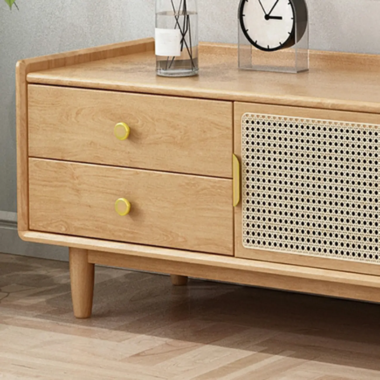 Classic Wooden TV Stand with 4-Drawers and Cabinet Image - 8 | homeyfad