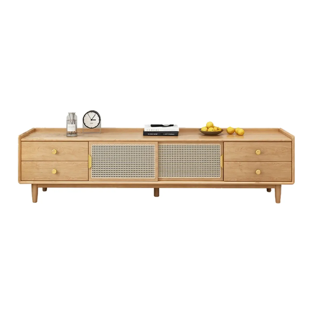 Classic Wooden TV Stand with 4-Drawers and Cabinet Image - 11