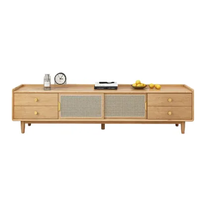 Classic Wooden TV Stand with 4-Drawers and Cabinet Image - 11