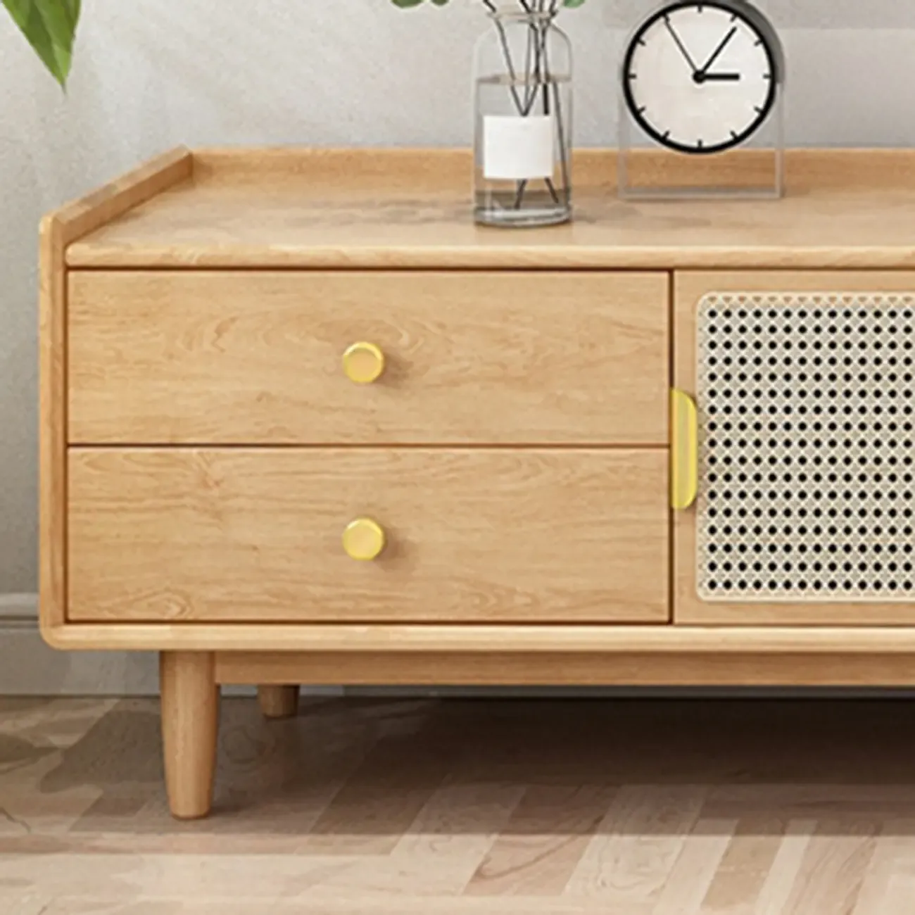 Classic Wooden TV Stand with 4-Drawers and Cabinet Image - 12