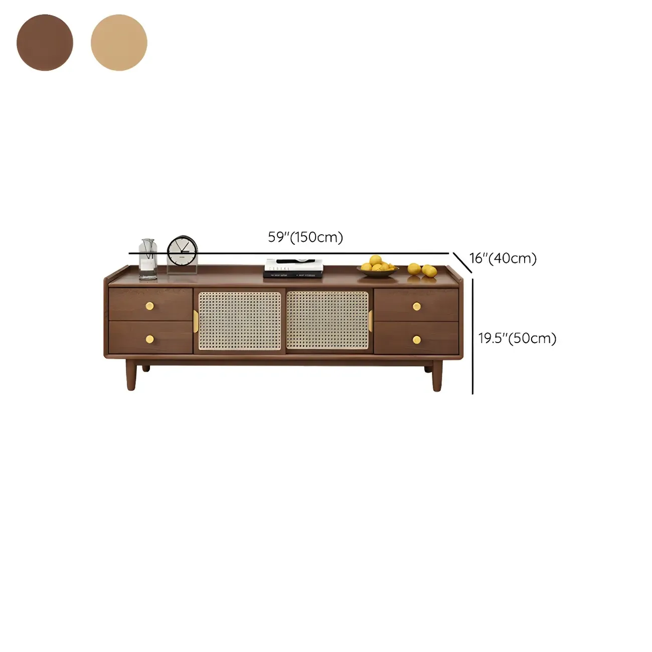 Classic Wooden TV Stand with 4-Drawers and Cabinet #size