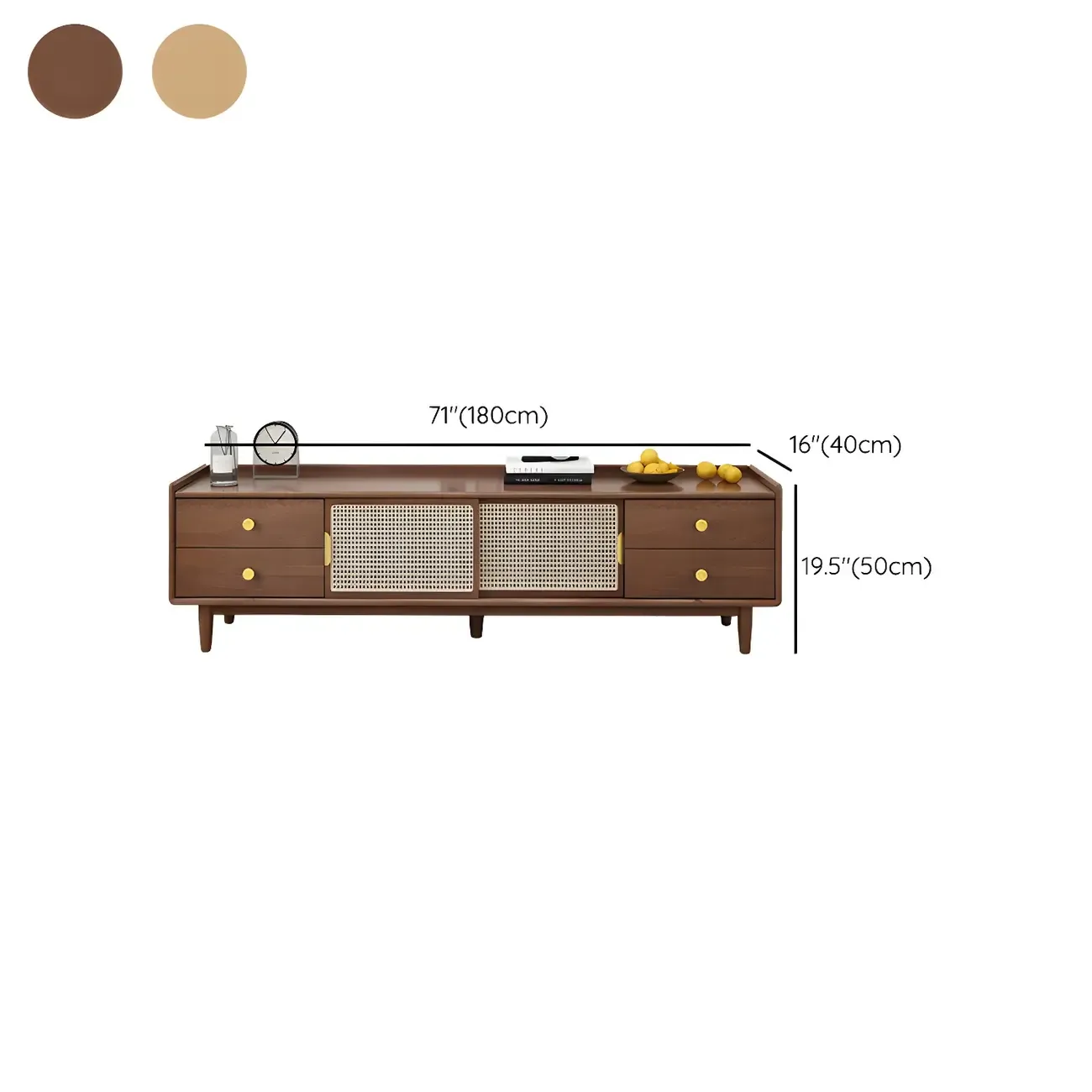 Classic Wooden TV Stand with 4-Drawers and Cabinet Image - 15