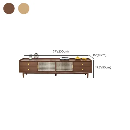 Classic Wooden TV Stand with 4-Drawers and Cabinet Image - 16