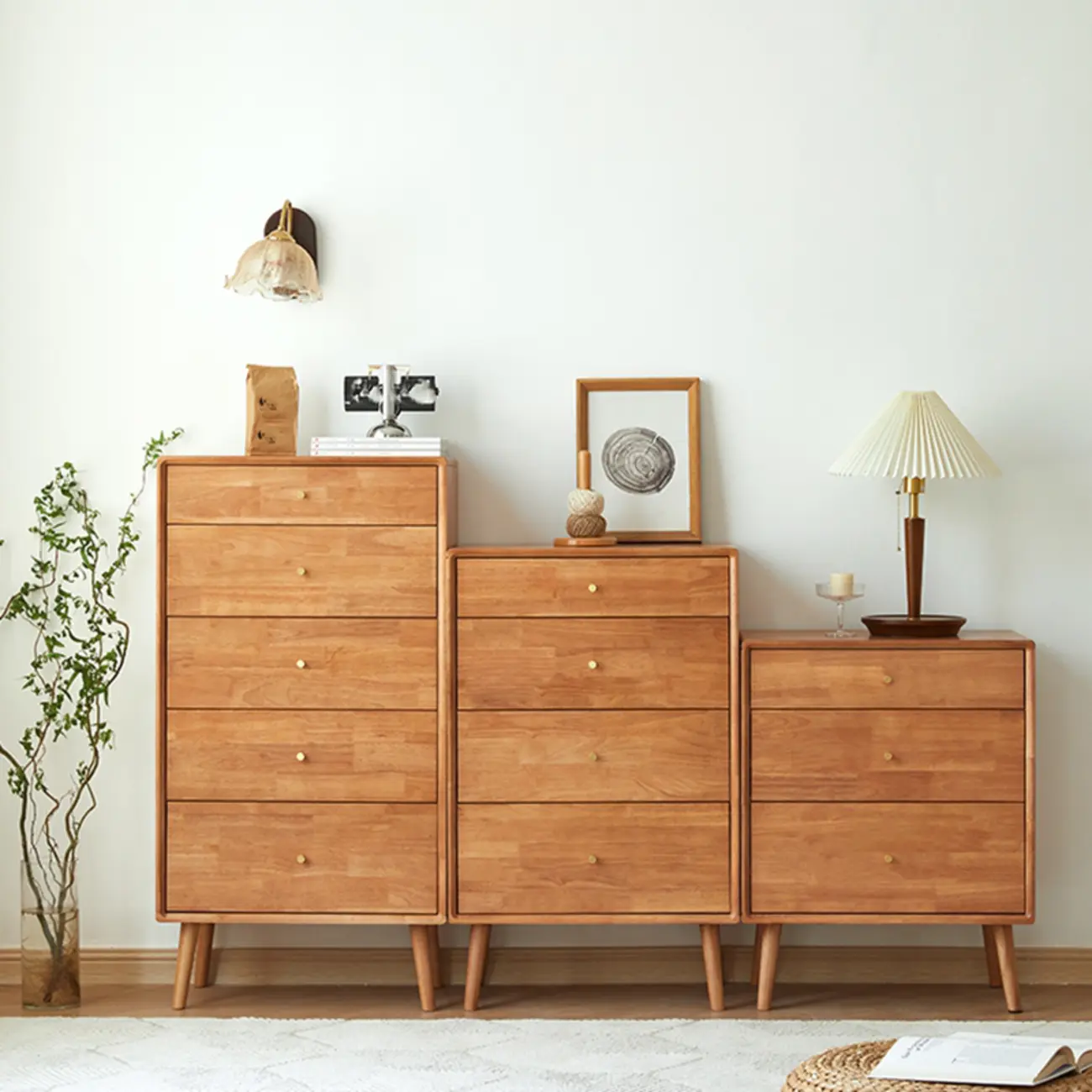 Natural Finish Wooden Vertical Narrow Lingerie Chest Image - 1 | homeyfad