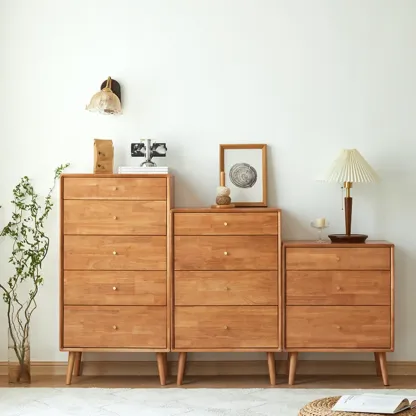 Natural Finish Wooden Vertical Narrow Lingerie Chest Image - 1