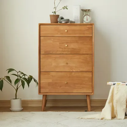 Natural Finish Wooden Vertical Narrow Lingerie Chest Image - 3