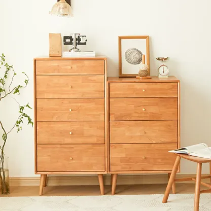 Natural Finish Wooden Vertical Narrow Lingerie Chest Image - 5