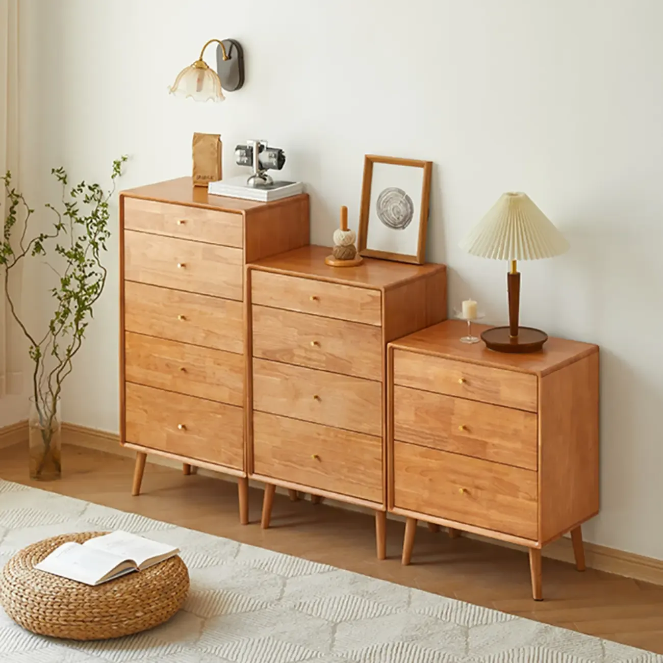 Natural Finish Wooden Vertical Narrow Lingerie Chest Image - 2