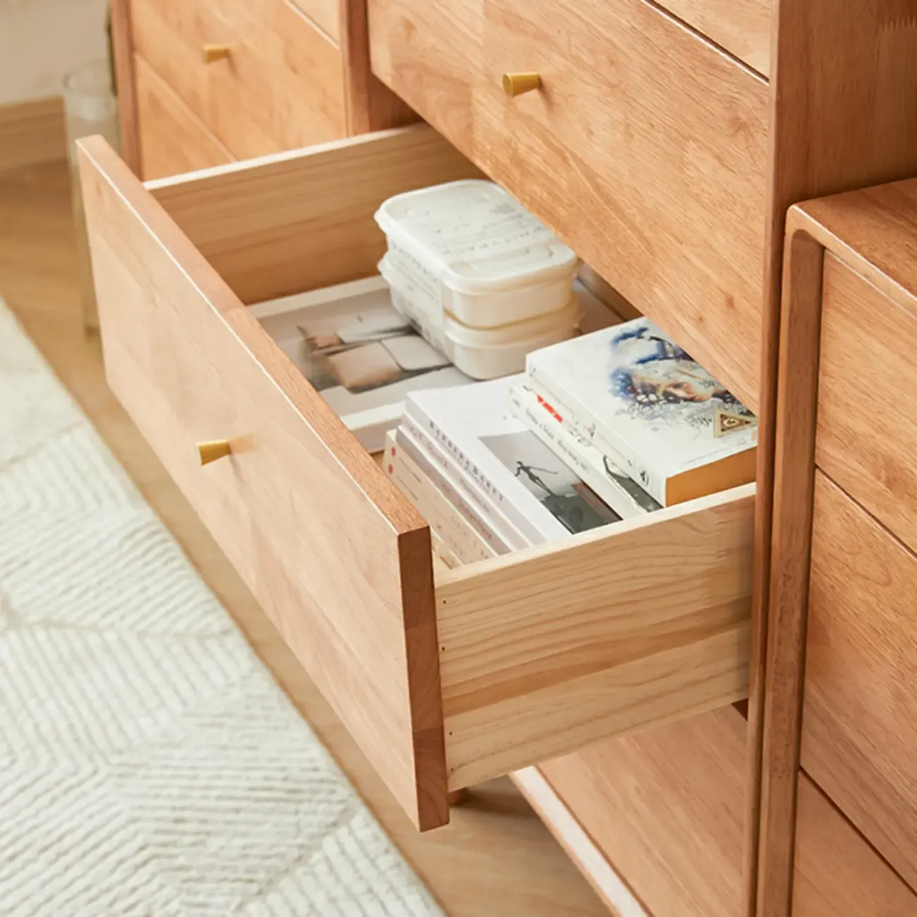 Natural Finish Wooden Vertical Narrow Lingerie Chest Image - 9