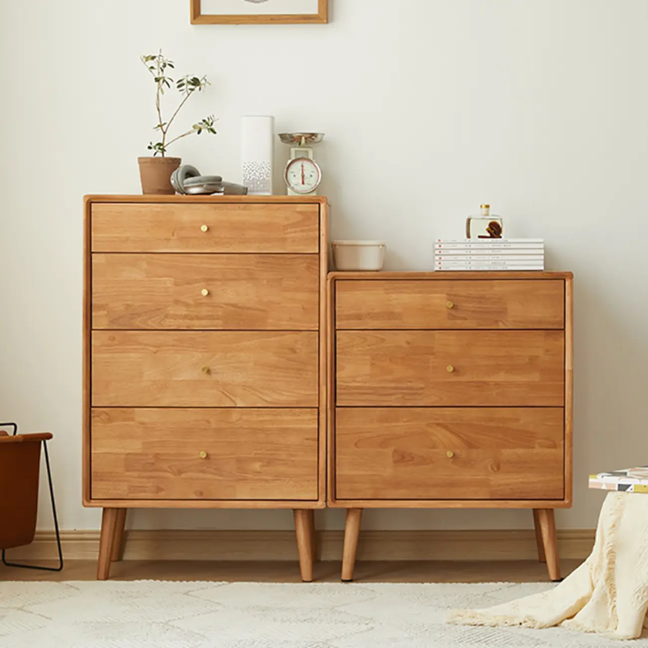 Natural Finish Wooden Vertical Narrow Lingerie Chest Image - 13 | homeyfad