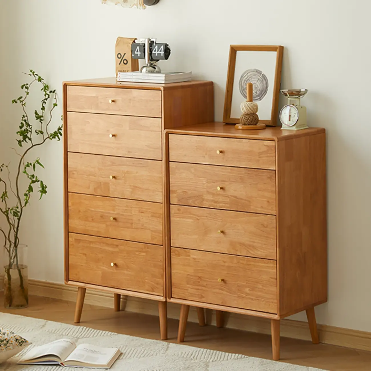 Natural Finish Wooden Vertical Narrow Lingerie Chest Image - 7 | homeyfad