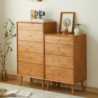 Natural Finish Wooden Vertical Narrow Lingerie Chest Image - 7