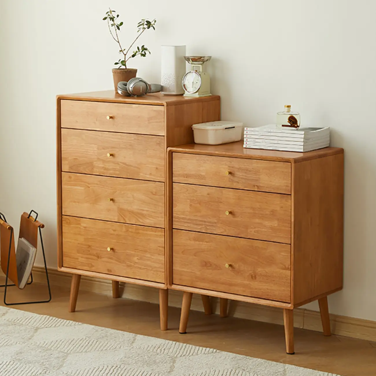 Natural Finish Wooden Vertical Narrow Lingerie Chest Image - 14 | homeyfad