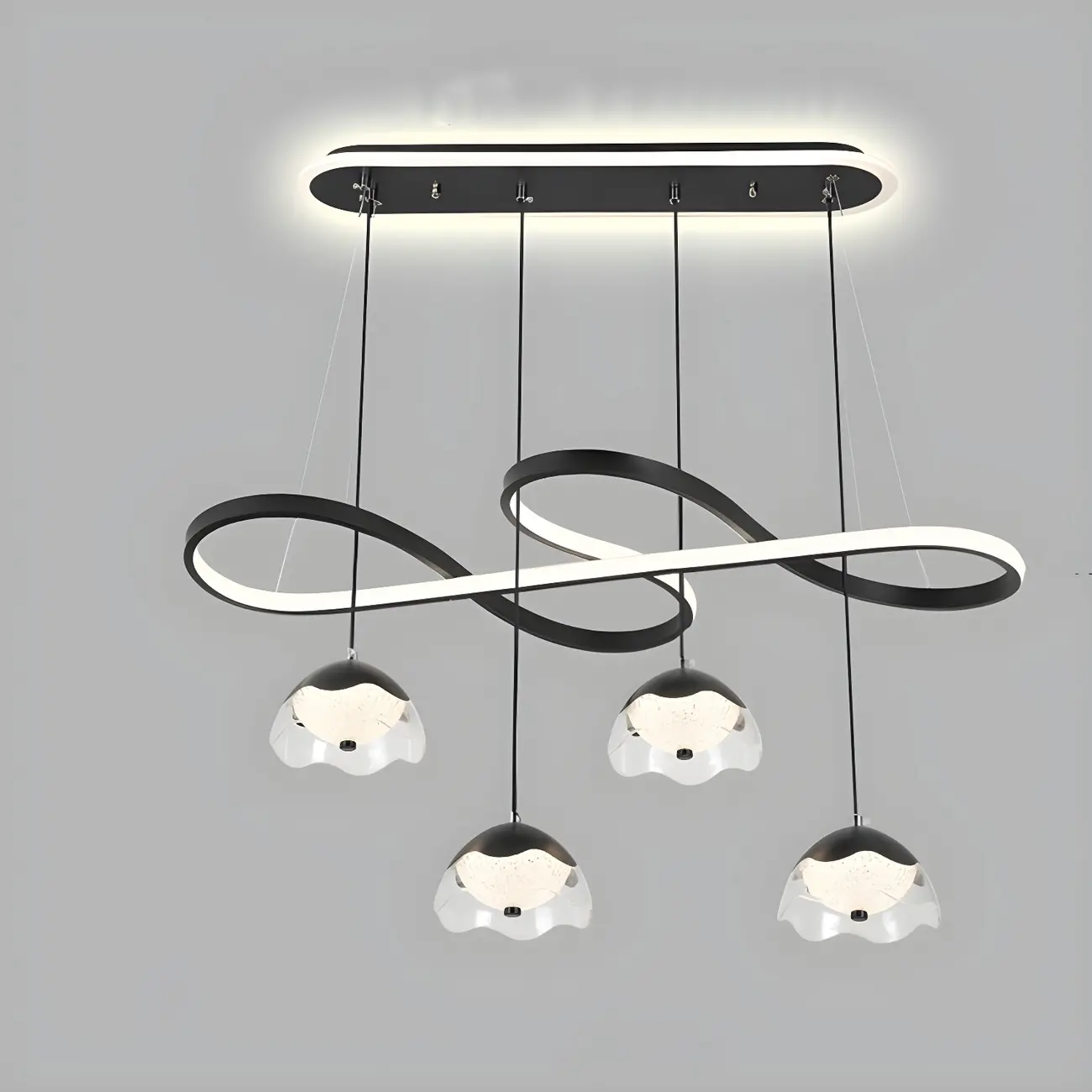 Adjustable Black 5/6-Light Geometric Pendant Light Image - 8 | homeyfad