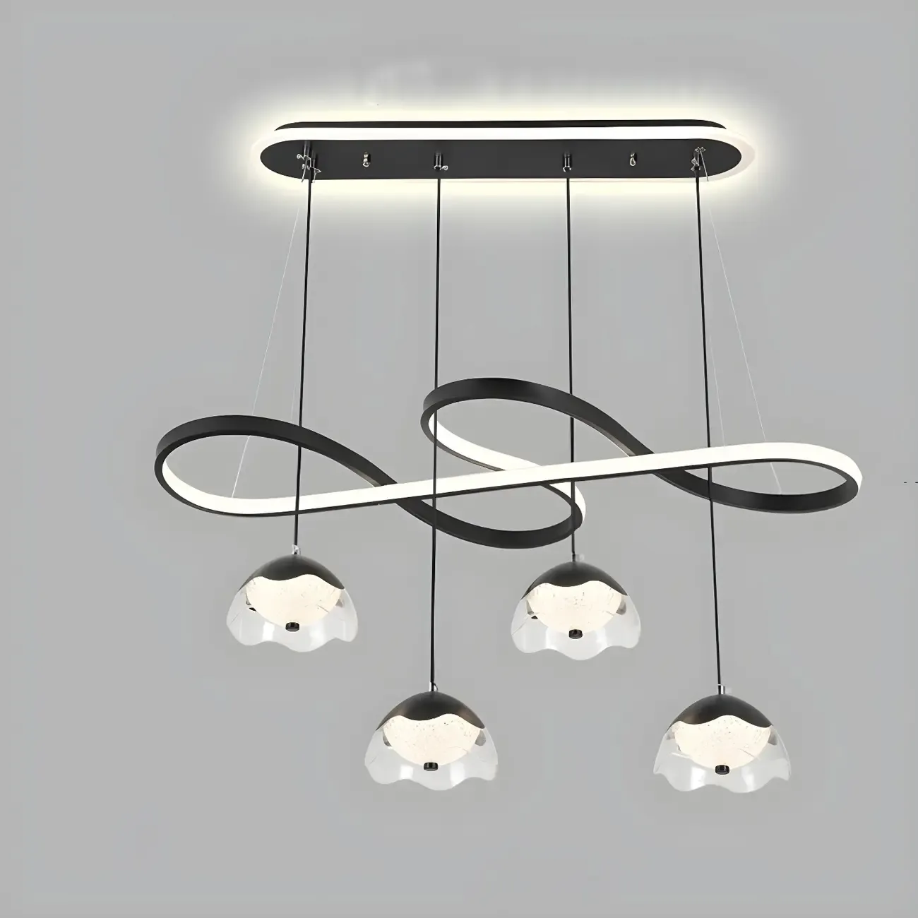 Adjustable Black 5/6-Light Geometric Pendant Light Image - 8